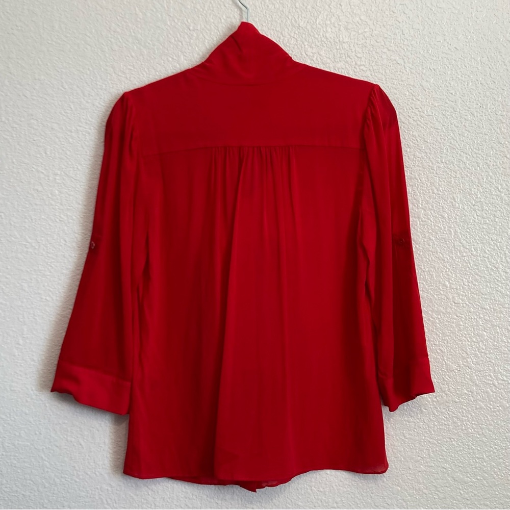 Alice & Olivia  Arie Silk Tie Neck Button Down Blouse M - Picture 6 of 12